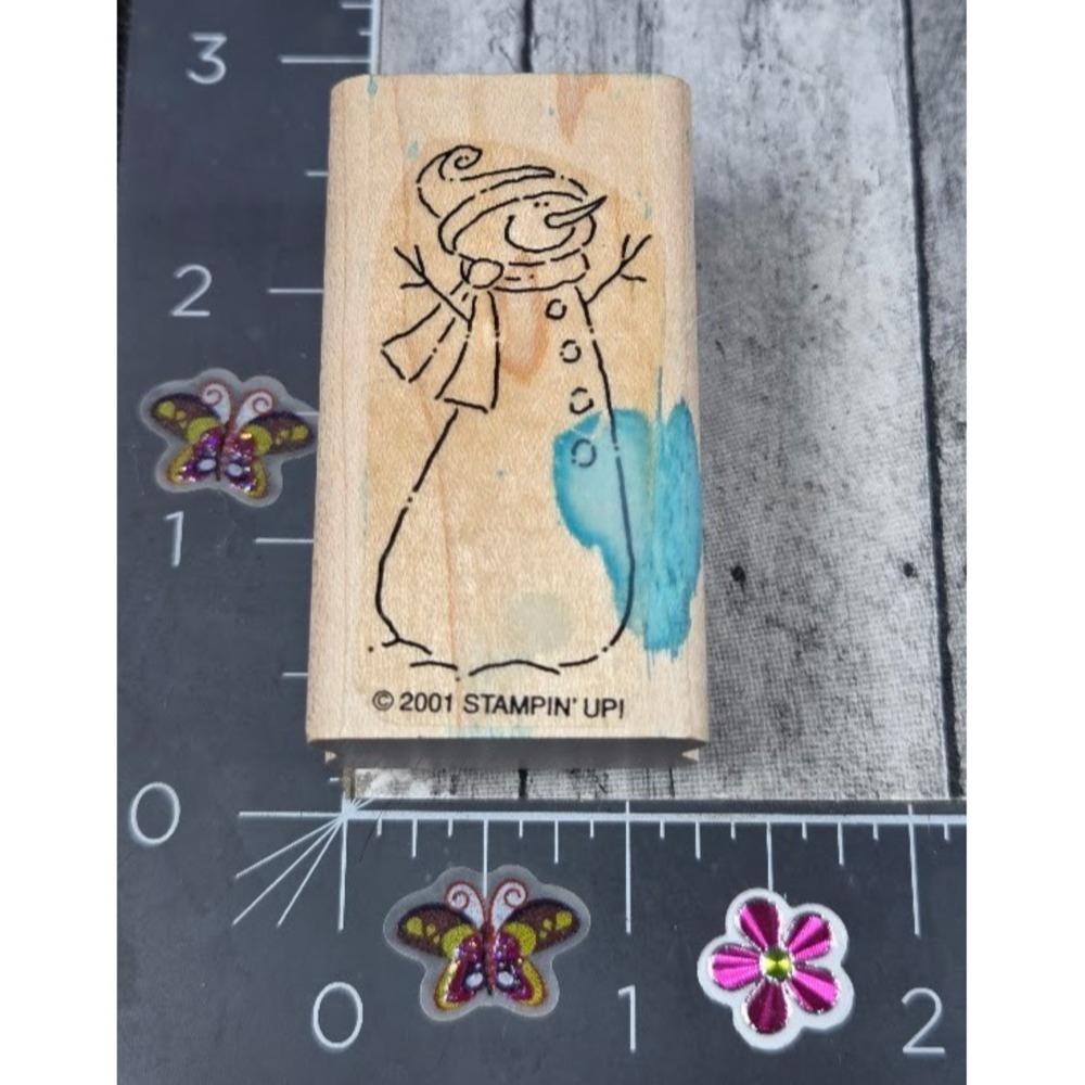 Stampin' Up! Snowman Scarf Hat 2001 Winter Rubber Stamp Wood #A75